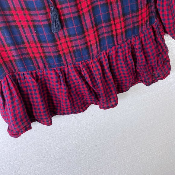 Skies Are Blue XS Plaid Ruffle Peplum Top Blouse - Picture 9 of 11